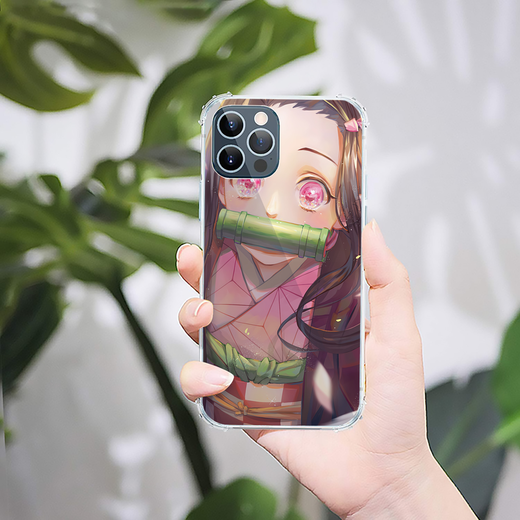 （画像用） 鬼滅の刃（きめつのやいば）竈門 禰󠄀豆子／かまど ねずこ Kamado Nezuko 【iPhone 12シリーズ対応】透明スマホケース（クリアソフトケース）